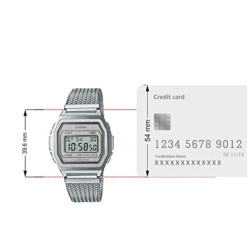 Casio Vintage A1000MA-7DF Silver Digital Dial Silver Stainless Steel Mesh Band D278 - Image 7