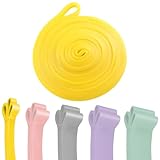 Bandas de resistencia, bandas largas para estirar, para entrenamiento de fuerza, pilates, fitness, dominadas asistidas y ejercicios de culturismo, 5-25 libras, color amarillo