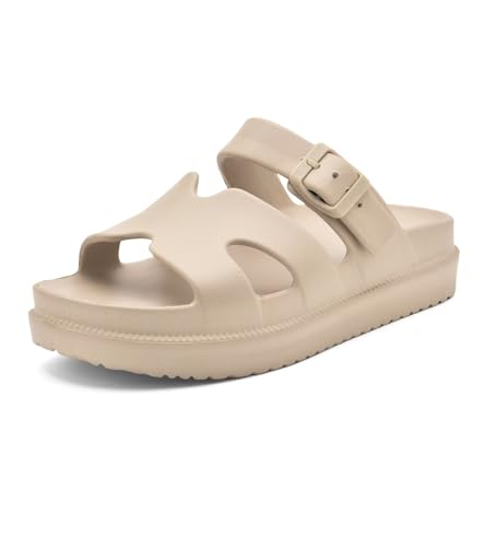 Image of Haifago Women's Platform Sandals with Arch Support, Summer Beach Slides Adjustable Buckle Comfortable Lightweight EVA Slip on Slide