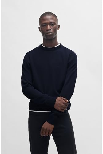 BOSS Hommes Avac C Pull Regular en Laine mélangée à Logo brodé