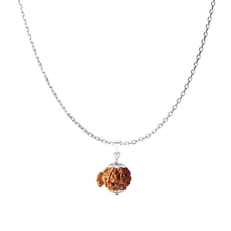 Natural Ganesh Mukhi Rudraksha Pendant | Vinayakmukhi Nepali Astrological Bead | Ganpati face 925 BIS Hallmark Sterling Silver Locket With Chain for Men & Women lab certified