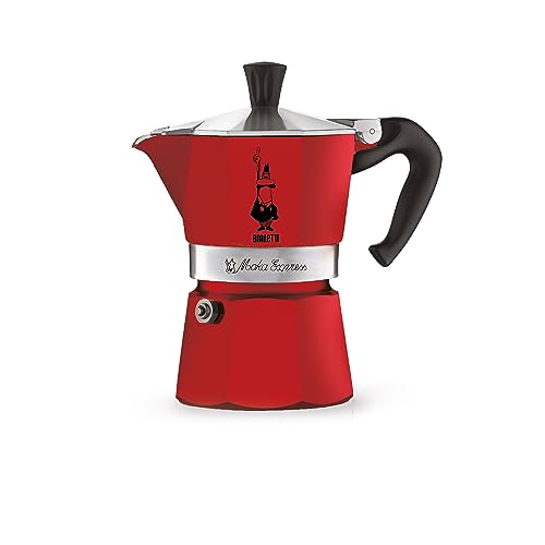 Bialetti - Moka Color: Ikonische Espressomaschine für die Herdplatte, macht echten Italienischen Kaffee, Moka-Kanne 1 Tassen (60 ml), Aluminium, Rot