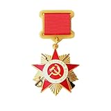 Acxico 1PC Mini Russian Patriotic Medal Badge, Copy of Order of Great Patriotic War Red Star Pin Badge