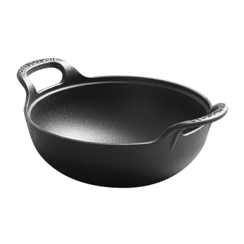 POPETPOP Olla De Hierro Fundido Aire Libre Lámina Freír Quemador Fabricante De Gofres Sartén De Acero Cocinando Asar Plato Freidoras Eléctricas Con Cesta Cocedor De Planchar Black