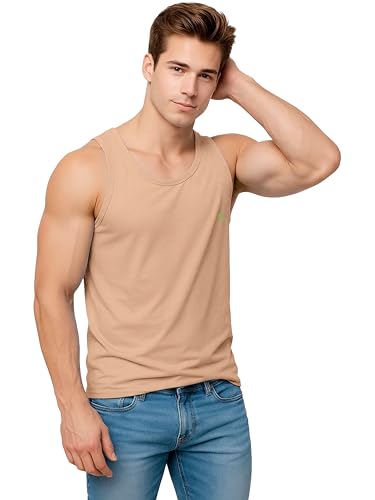 Image of COSCO HUEMAN Men's 100% Cotton Sleeveless Round Neck Regular Fit Multi Colour Vest | Baniyan for Men | Vest for Men Combo Pack of 4