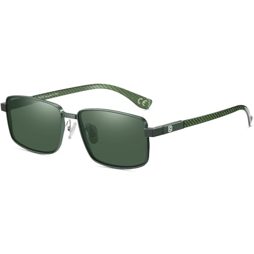 Image of DUCO Retro Rectangular Polarized Sunglasses for Men Trendy Carbon Fiber Shades