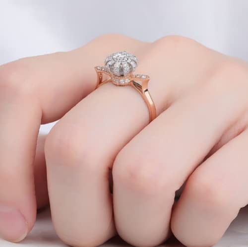 Awmnjtmgpw 925 Sterling Silver Oval Cut creative crown rotating ring Cubic Zircon engagement diamond ring wedding ladies elegant diamond ring size 6-10 (Size 7)3