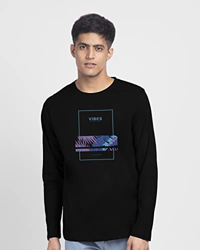 Image of Bewakoof Men's Printed Regular Fit Full Sleeve Round Neck Cotton T-Shirt