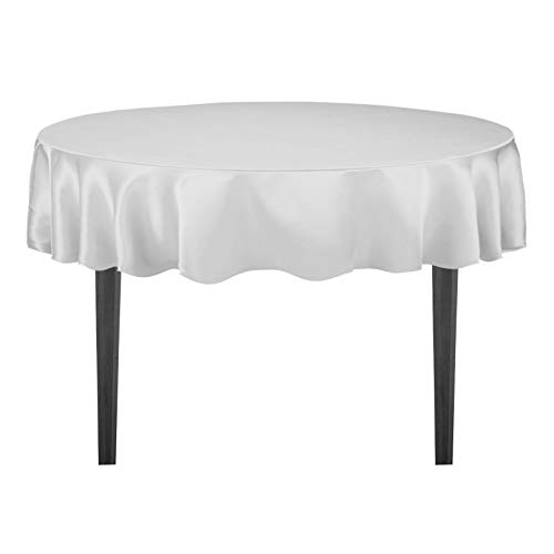 LinenTablecloth 70-Inch Round Satin Tablecloth Silver