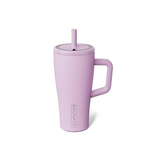 Image of BruMate Era 20 oz Tumbler with Handle and Straw | 100% Leakproof Insulated Tumbler with Lid and Straw | Made of Stainless Steel | Cup Holder Friendly Base | 20oz (Lavender)