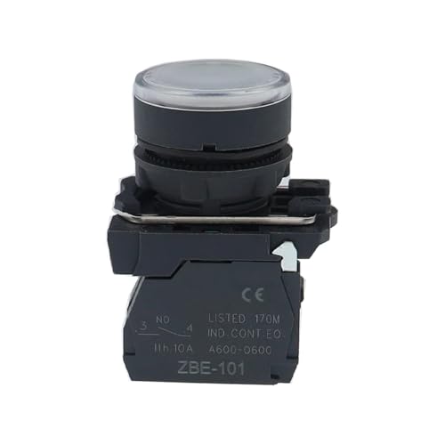 Bouton momentané 22mm blanc 24V conçu pour une grande endurance mécanique
