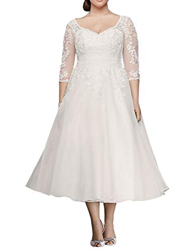 HUINI Brautkleid Hochzeitskleider Lang Vintage Spitzen Damen Brautkleider...