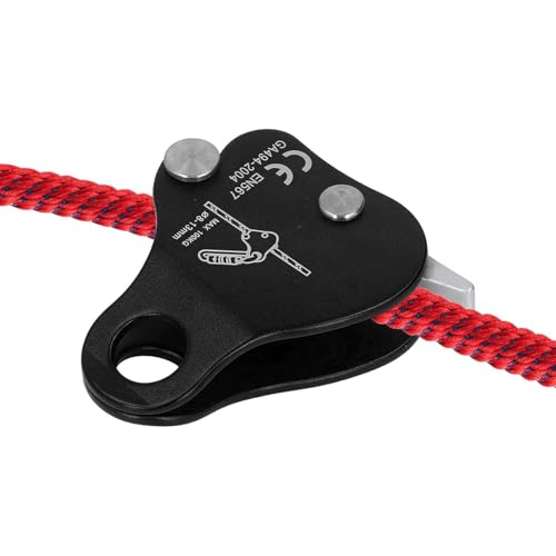 Kletterseilgreifer, 3,03x2,76 Zoll 5KN 100KG/220.5lb Aluminiumlegierung Selbstsichernder Stopp Abseilgerät Kletterseilgreifer Stopper Rettungs Abseilring Kletterausrüstung für 8-13mm Kletterseil