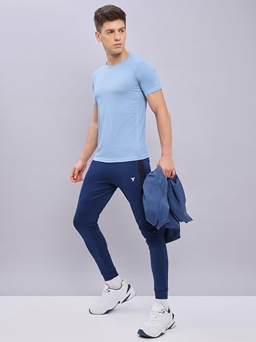 Image of TECHNOSPORT Men's 100% Polyester Slim Fit Solid Short Sleeve T-Shirt for Gym, Workout, Sports and Regular Use - Pack of 2