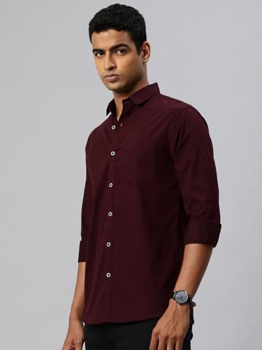 Image of Majestic Man Comfort Slim Fit Solid Pure Cotton Self Design Casual Shirt