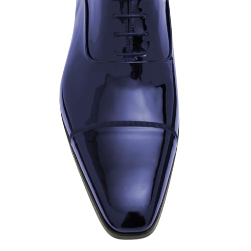 FSJ Men's Classic Oxford Handcrafted Lace Up Dress Shoes Luxury Glossy Leather Cap Toe Formal Business Shoes Size 4-16 US3