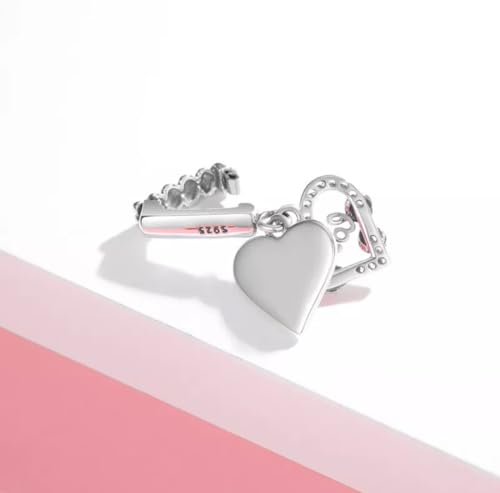 Charm de corazón rosa plata 925 antipérdida para pulsera Reflections 2
