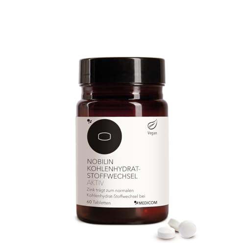 Medicom - Nobilin KohlenhydratStoffwechsel Gewicht leichter kontrollieren mit Zink und Bohnensamen-Extrakt - 60 Tabletten Vegan