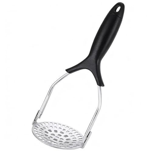 Broyeur à pommes de terre en acier inoxydable - Ustensile de cuisine avec poignée de 27 x 10 cm, outil pour presser les haricots et les légumes, accessoire pratique et facile à nettoyer pour écraser