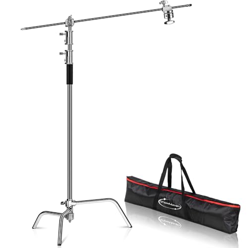 Bonnlo C-Ständer, Trípode de Acero Inoxidable Ajustable de 150–300 cm con Brazo Extensible para Paraguas fotográficos, reflectores, softboxes y lámparas