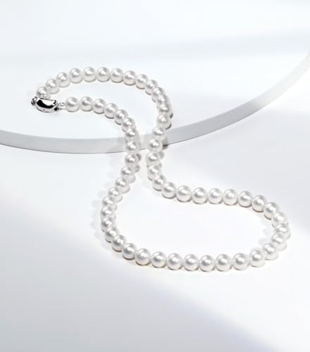 Round White Simulated Shell Pearl Necklace 16"-24" Length Unisex Pearl Strand for Women and Men3