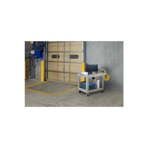 Image of Rubbermaid Commercial Products BRUTE Heavy Duty 2-Shelf Utility /Service Cart, Medium, Lipped Shelves, Ergonomic Handle, 500 lbs. Capacity, Beige, for Warehouse /Garage /Cleaning /Maintenance
