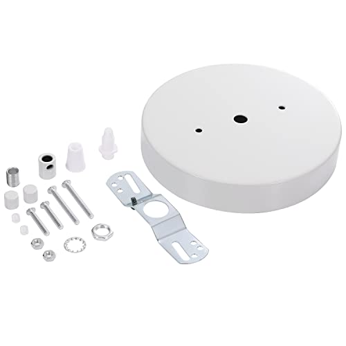 Canomo 6 Inch White Ceiling Lighting Canopy Kit Ceiling Plate Cover 3 Holes for Pendant Light and Chandelier with All Hardware Includes Loop, Cross Bar and Mounting Screws