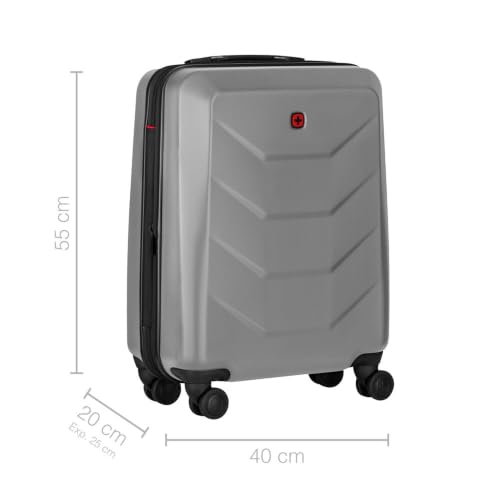 WENGER Prymo Carry-On Hartschalenkoffer, Handgepäck, Trolley, 36 (43) l, Sicherheitsschloss, Damen/Herren, Reisen Urlaub, Silber, 654115 – Ansicht 3