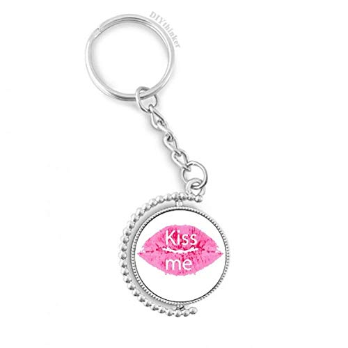 Llavero rotatorio de rosa de labios del beso para San Valentín con anillo de metal resistente