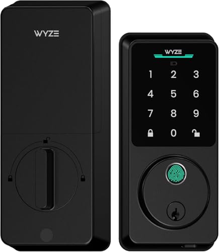 Wyze Auto-Lock Bolt v2 Fingerprint Keyless Entry Smart Lock AI Learning Scanner with Wi-Fi Front Door Lock Deadbolt Auto-Lock 8 Months Battery BHMA2 IP53 Backup Keys (Renewed)