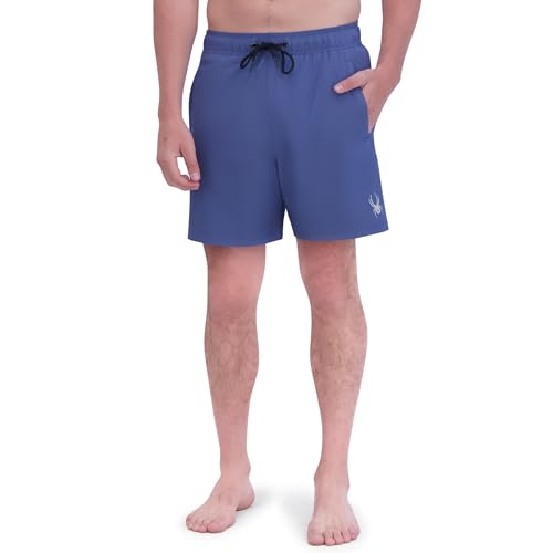 Spyder Men's Swim Trunks, Stretch, Quick-Dry, 7-inch Board Shorts, UPF 50+, Compression Boxer Liner