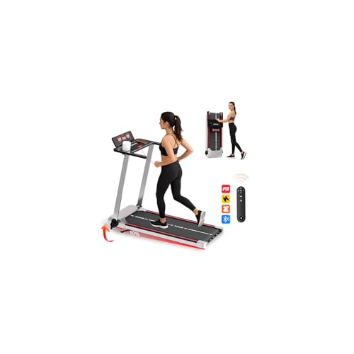 TODO Tapis de Course Inclinable Manuelle 10%, 3.5HP Tapis de Marche Pliable 1-12km/h avec Enceinte Bluetooth, 12 Programmes, APP et Affichage LED, Treadmill pour la Maison et Le Bureau