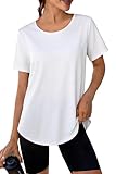 Crewhpo Tee Shirt Sport Femme Dos en Mesh T-Shirts et Tops de Sport à Manches Courtes Haut...