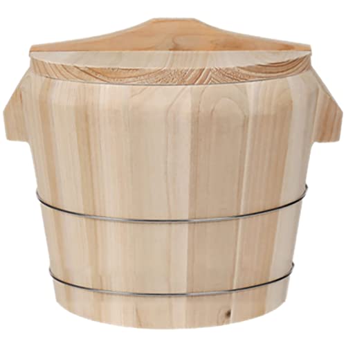 BESTonZON 1 Set Wooden Steamer Basket Kitchen Food Wooden Salad Bowls Food Storage Pail Wood Sushi Bowl Containers with Lids Easy Press 2 Wood Steam Bucket Lana Wigs for Dogs Dumpling Rice