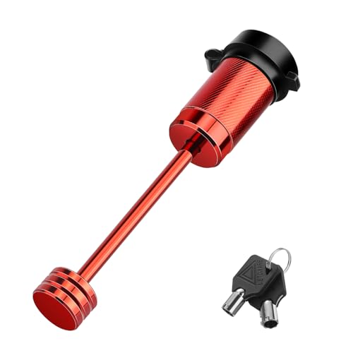 Image of METOWARE Trailer Tongue Coupler Lock 1 /4 inch Dia, 3-1 /2 inch Span, Trailer Hitch Lock for Latch-Type Coupler, Trailer Pin Lock for Towing Trailer RV Car Boat Truck Red(1 Pack)