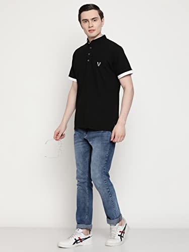 Image of UZARUS Men's Solid Cotton Regular Fit Polo T-Shirt