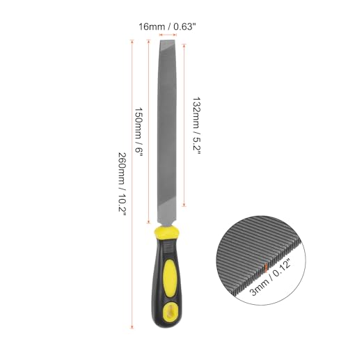 Image of HARFINGTON Horseshoe File 6 Inch 3mm High Carbon Steel Single Cut Flat Hand Rasp File with Plastic Handle for Deburring and Removing Material