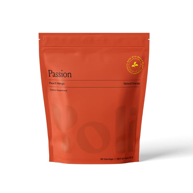 Yoli Passion Energy Drink Powder Mix - Natural Energy Drink Mix for Endurance and Stamina, Bulk 90 Servings - Peach Mango