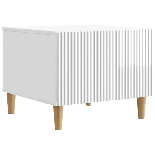 Table basse blanc brillant bois design moderne avec tiroir pour salon - 2