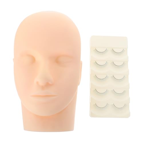 Entrenamiento de Pestañas Cabeza de Maniquí Silicona Kit de Práctica Maquillaje