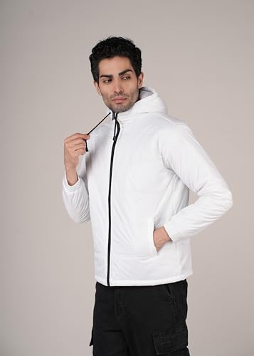 Image of Bomber Jacket, White, Full Zip Hooded Jacket