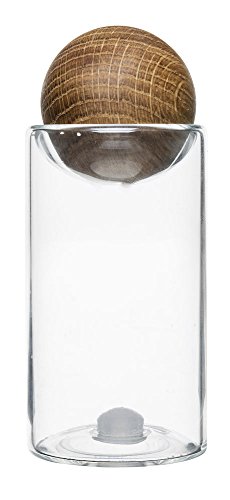 Sagaform Nature Collection Salt and Pepper Glass Salt & Pepper Shakers with Oak Stopper 4 1/2-Inch, Set of 2, Clear