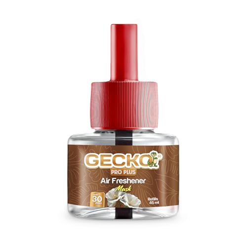 Image of Gecko Pro Nights Plug-In Room Freshener Kit with Musk Fragrance | Floral Air Freshener for Home, Bedroom, Bathroom, Office & Living Spaces | 3 Refills (45 ml Each) + 1 Machine