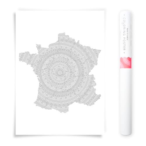 Poster créatif carte de France DIY affiche artistique mandala géométrique