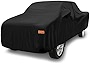 X AUTOHAUX Pickup Truck Car Cover for Toyota Tacoma Crew Cab Pickup 4 Door 6.1 Feet Bed 05-21 Outdoor Waterproof Sun Rain Dust Wind Snow Protection 190T PU with Driver Door Zipper Black