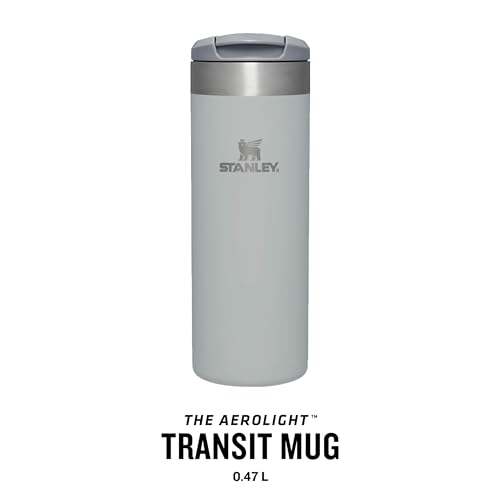 STANLEY 1913 Aerolight Transit Travel Mug 0.47L - Keeps 6 Hours Hot - 8 Hours Cold - Dishwasher Safe - Leakproof - Car Cup Holder Compatible - Insulated Coffee Cup - Fog Metallic