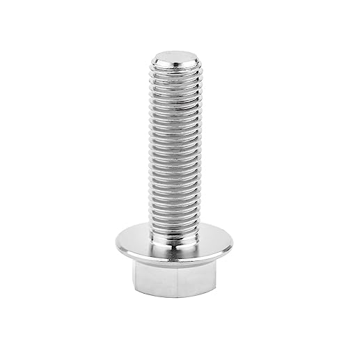 Image of Ti Screws M10 x 20 25 30 35 40 45 50 55 60 65 70 75 80 90 100mm 1.25 Pitch Titanium Flange Hex Bolt Pack of 4 (Silver, M10x35mm)