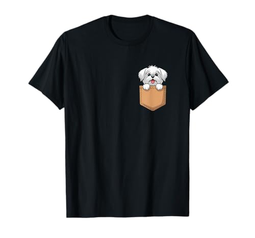 Malteser in der Tasche Hundebesitzer süßer Welpenliebhaber T-Shirt