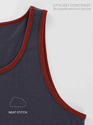 Desplato Men's Classic Slim Fit Breathable Active Workout Gym Muscle Sleeveless Shirts Tank Tops A.gold/Navy L #TOP4