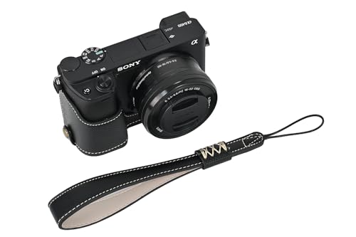 Funda para cámara Sony Alpha A6400 de cuero PU negro miniatura 5